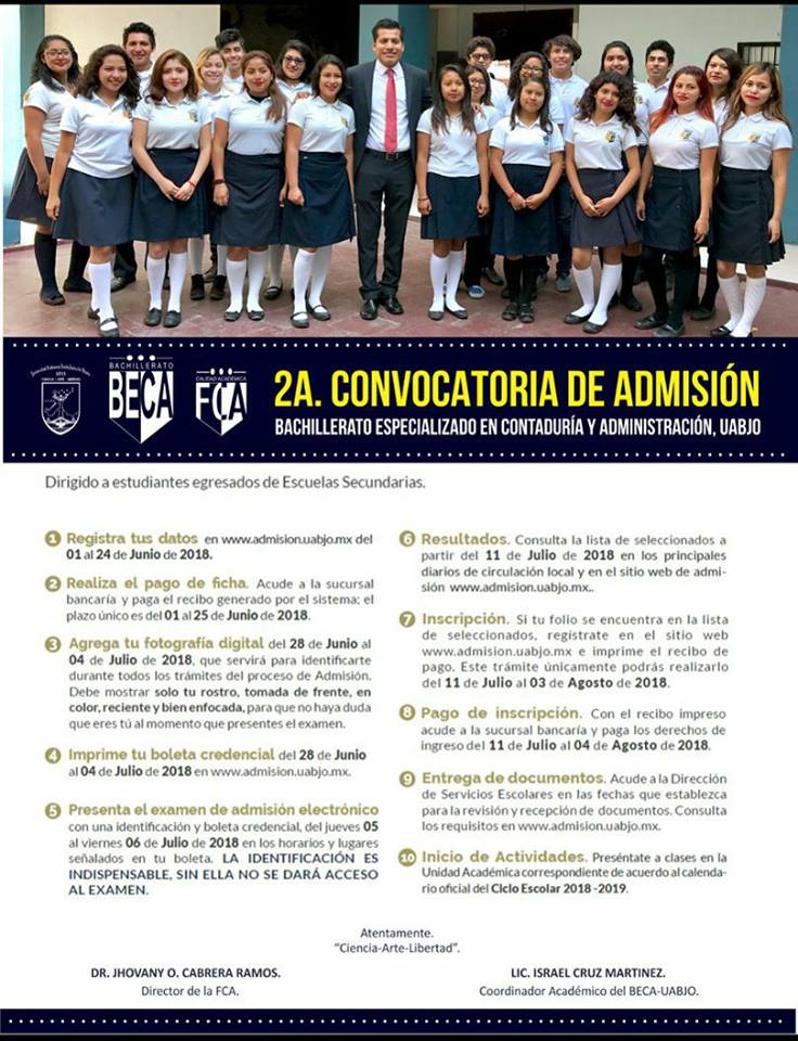 SEGUNDA CONVOCATORIA PARA INGRESAR AL BACHILLERATO ESPECIALIZADO EN ...